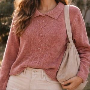 Vintage Elegant Rose Knit Sweater